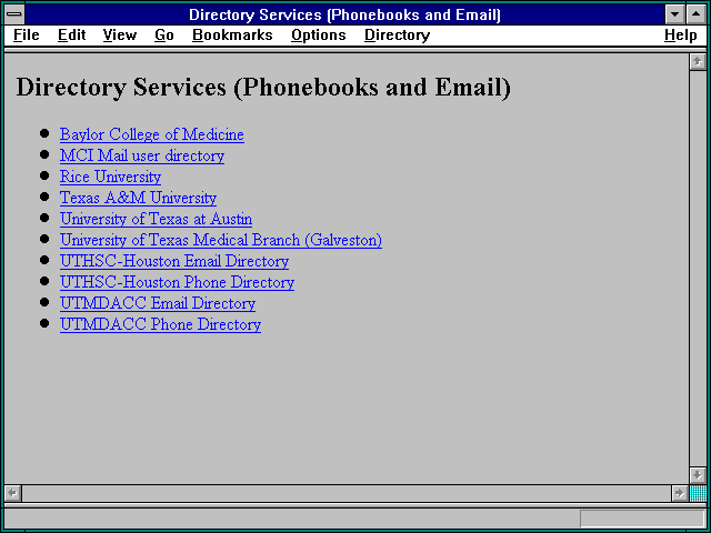 Screenshot of Directory Services (Phonebooks and Email)