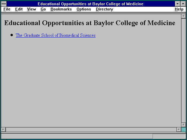 Screenshot of Educational Opportunities at Baylor College of Medicine
