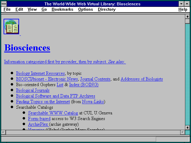Screenshot of The World-Wide Web Virtual Library: Biosciences