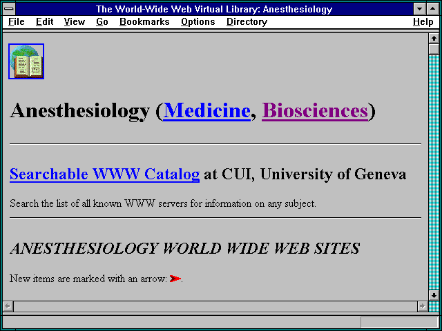 Screenshot of The World-Wide Web Virtual Library: Anesthesiology