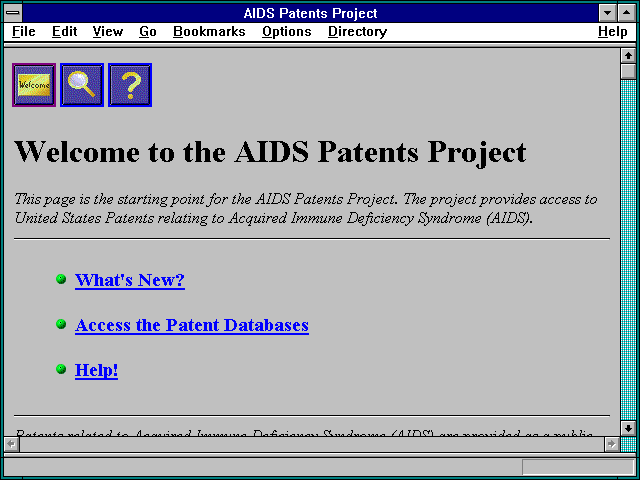 Screenshot of AIDS Patents Project