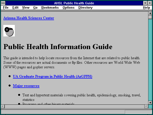 Screenshot of AHSL Public Health Guide