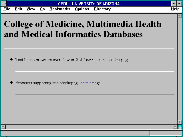 Screenshot of CERL - UNIVERSITY OF ARIZONA