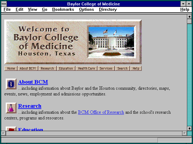 Screenshot of Baylor College of Medicine