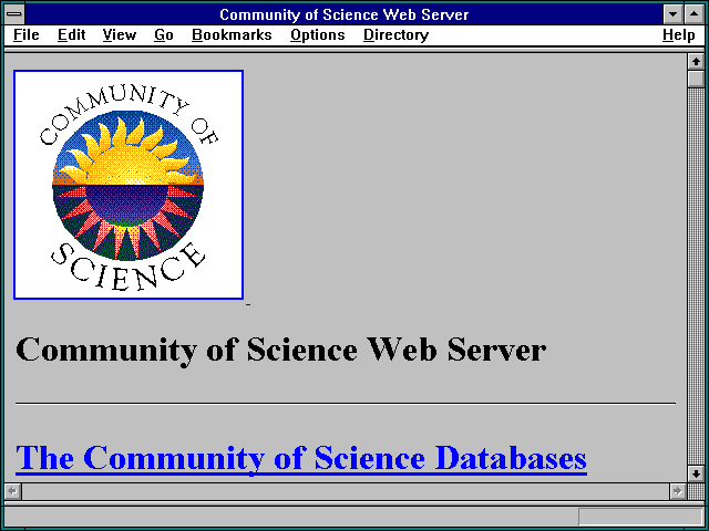 Screenshot of Community of Science Web Server