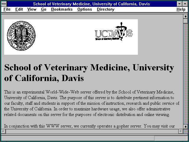 Screenshot of School of Veterinary Medicine University of California Davis