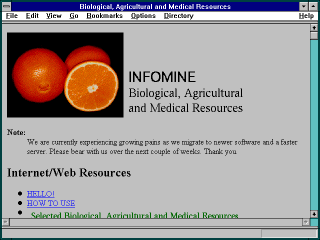 Screenshot of INFOMINE