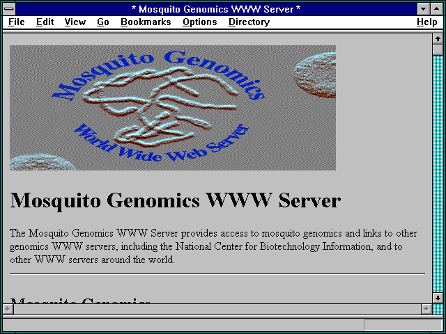 Screenshot of Mosquito Genomics WWW Server