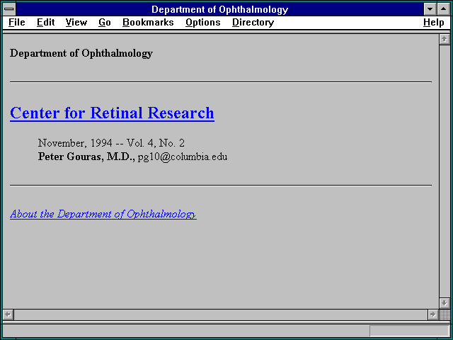 Screenshot of Department of Ophthalmology
