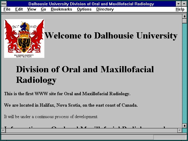 Screenshot of Dalhousie University Division of Oral and Maxillofacial Radiology