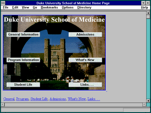 Screenshot of Duke University School of Medicine Home Page