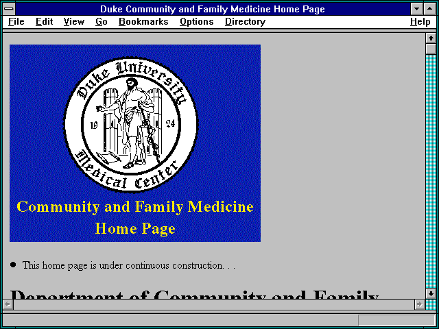 Screenshot of Duke Community and Family Medicine Home Page