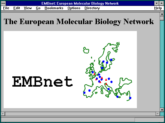 Screenshot of EMBnet: European Molecular Biology Network