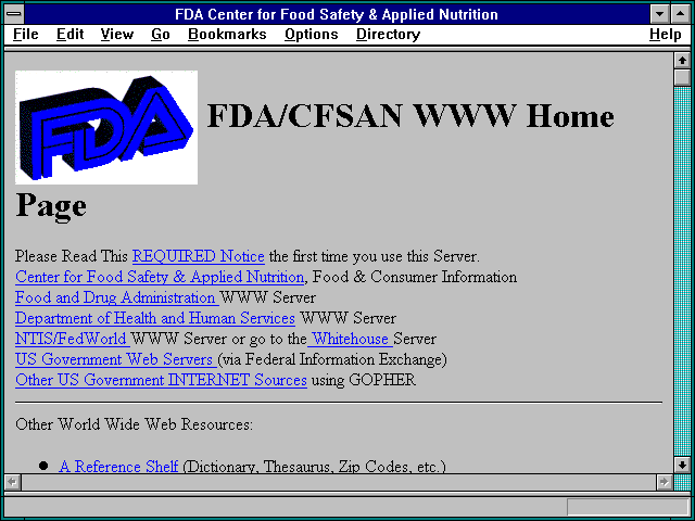 Screenshot of FDA Center for Food Safety & Applied Nutrition
