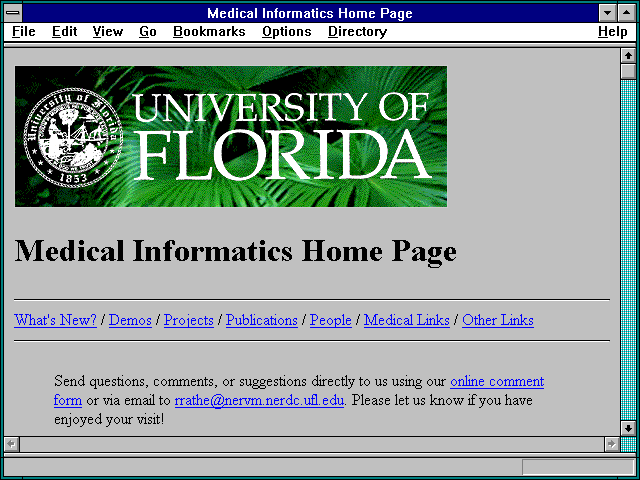 Screenshot of Medical Informatics Home Page