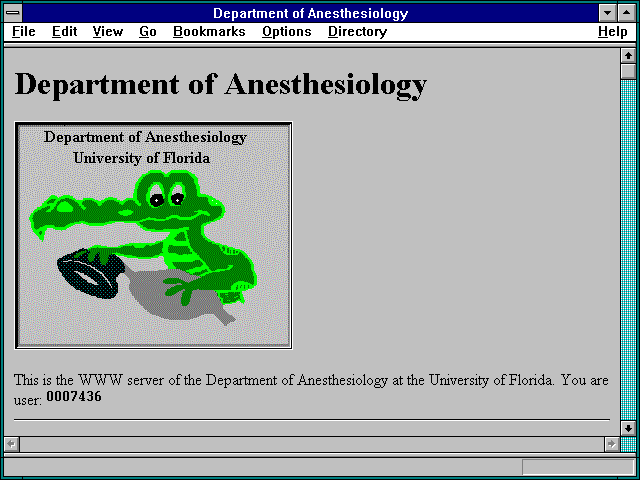 Screenshot of Department of Anesthesiology