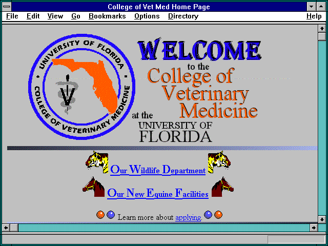 Screenshot of College of Vet Med Home Page