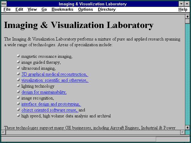 Screenshot of Imaging & Visualization Laboratory