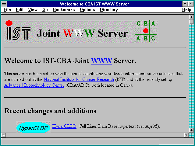 Screenshot of Welcome to CBA-IST WWW Server