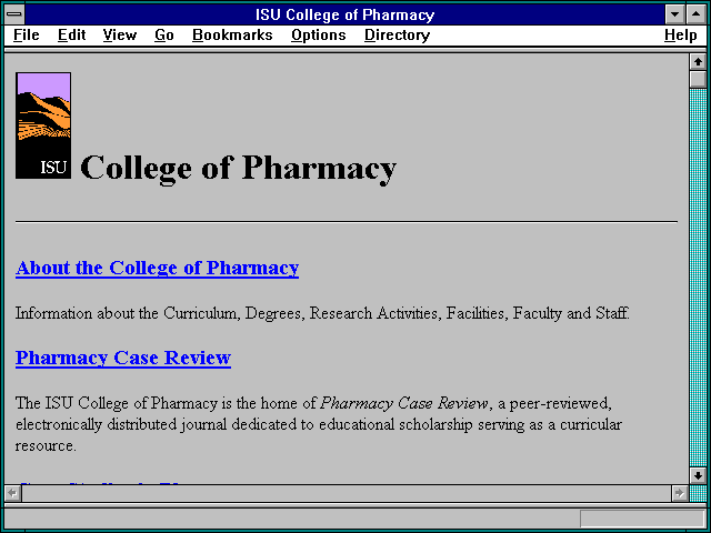 Screenshot of ISU College of Pharmacy