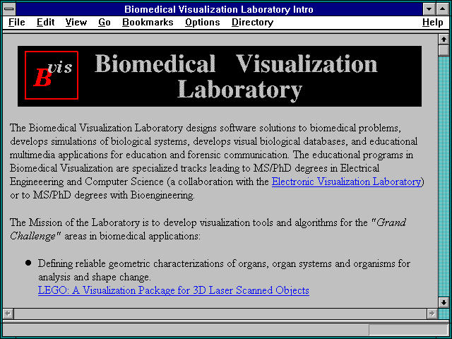 Screenshot of Biomedical Visualization Laboratory Intro
