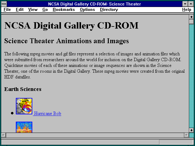 Screenshot of NCSA Digital Gallery CD-ROM- Science Theater