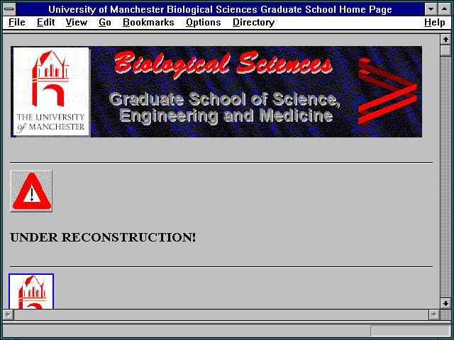 Screenshot of niversity of Manchester Biological Sciences Graduate School Home Page