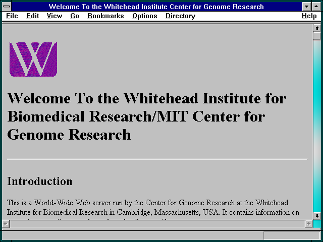 Screenshot of Welcome To the Whitehead Institute Center for Genome Research