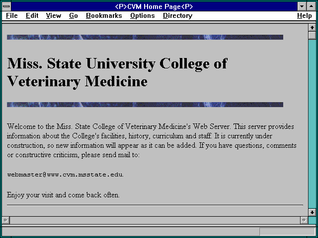 Screenshot of CVM Home Page