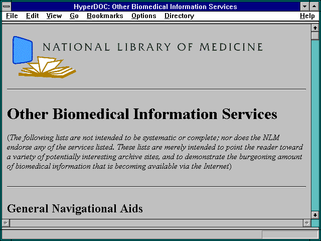 Screenshot of HyperDOC: Other Biomedical Information Services
