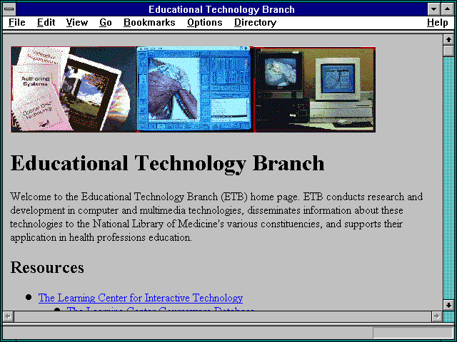 Screenshot of Educational Technology Branch
