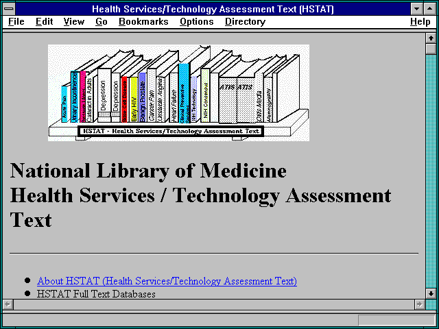 Screenshot of Health Services/Technology Assessment Text (HSTAT)