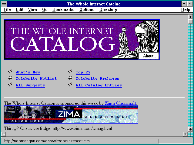 Screenshot of The Whole Internet Catalog
