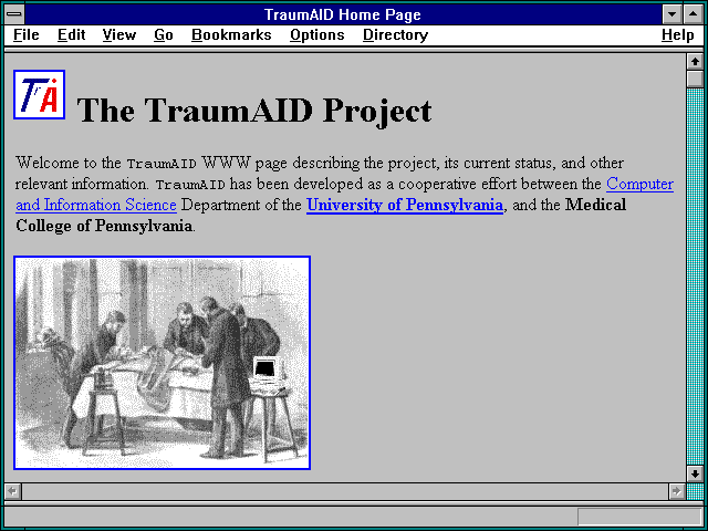 Screenshot of TraumAID Home Page