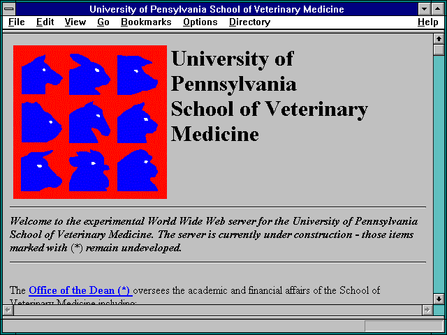 Screenshot of University of Pensylvania School of Veterinary Medicine