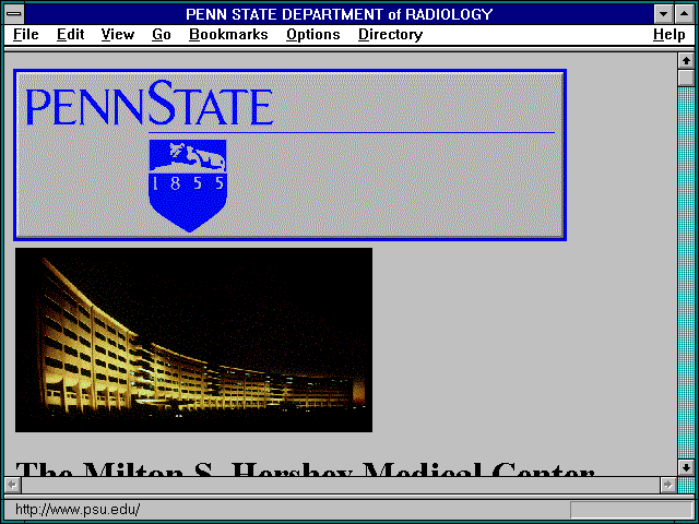 Screenshot of PENN STATE DEPARTMENT of RADIOLOGY