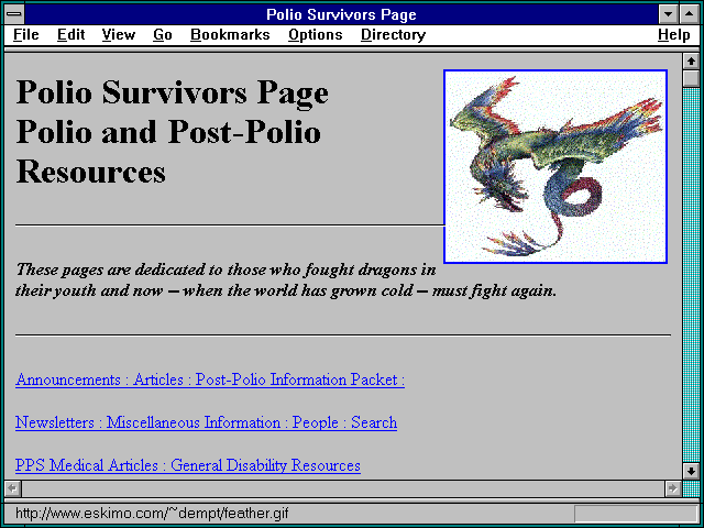 Screenshot of Polio Survivors Page