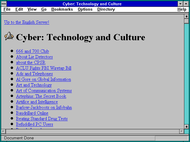 Screenshot of Cyber: Technology and Culture