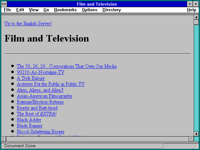 Screenshot of Film and Television