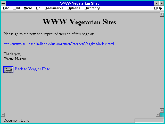 Screenshot of WWW Vegetarian Sites