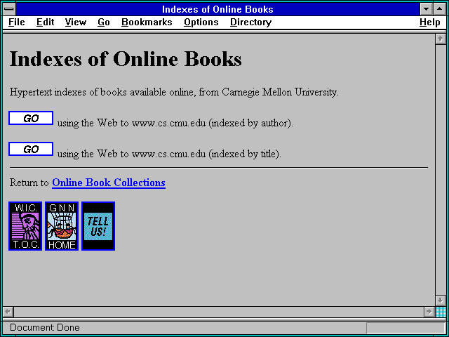 Screenshot of Indexes of Online Books