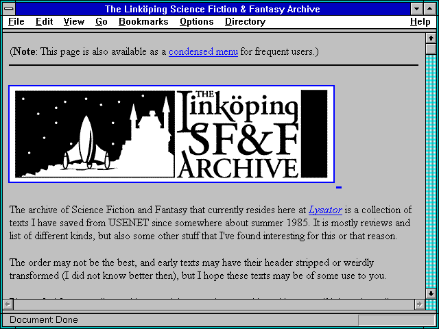 Screenshot of The Linkoping Science Fiction & Fantasy Archive