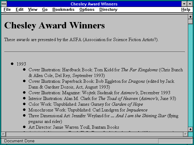 Screenshot of Chesley Award Winners