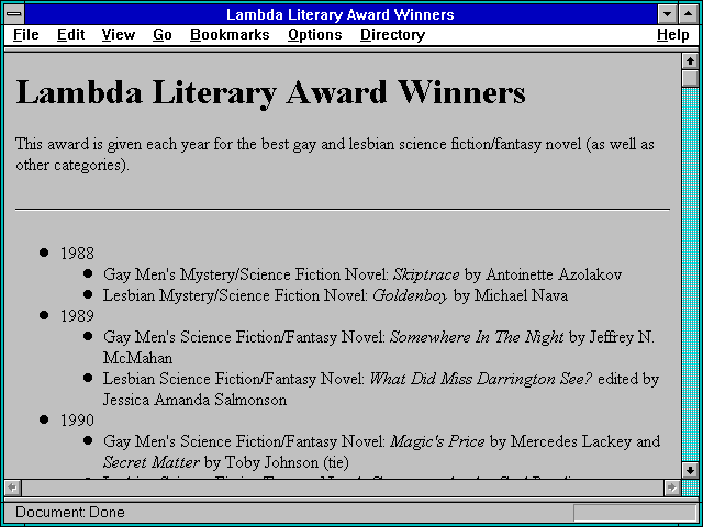 Screenshot of Lambda Literary Award Winners