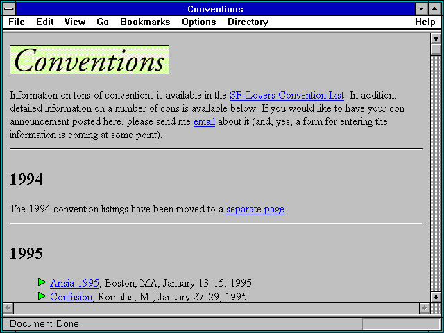Screenshot of Conventions