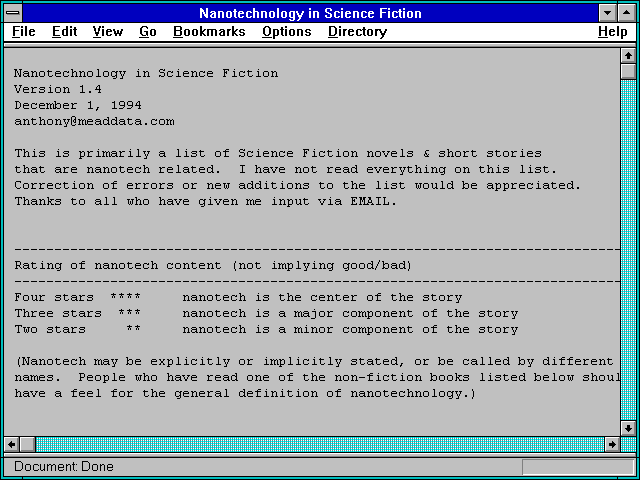 Screenshot of Nanotechnology in Science Fiction