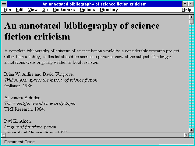 Screenshot of An annotated bibliography of science fiction criticism
