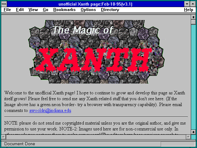 Screenshot of unofficial Xanth page:Feb-10-95(v3.1)