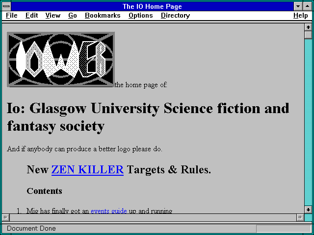 Screenshot of The IO Home Page