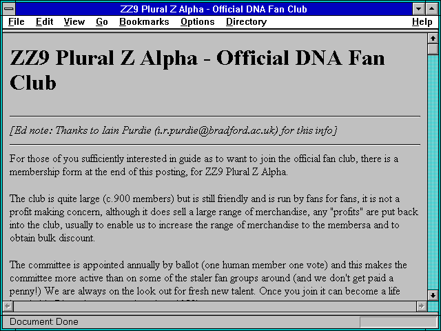 Screenshot of ZZ9 Plural Z Alpha - Official DNA Fan Club